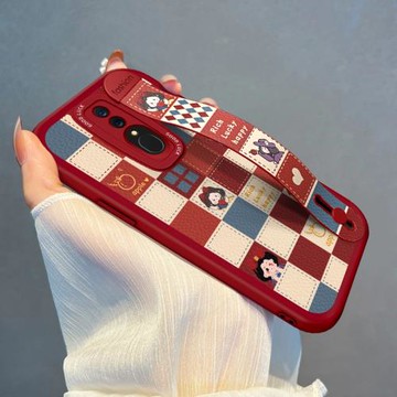 適用OPPOA9手機殼腕帶格子白雪公主OPPOK10/K9新款K11/K12全包A5/A7保護套A11S高級感女K5K3K7軟硅膠X防摔PRO