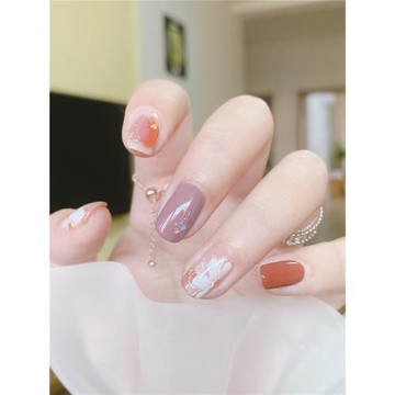 免烤燈5玻璃山茶花日式唯美玫瑰高級ins全貼美甲貼紙防水成人