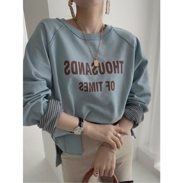 韓國chic秋冬復古百搭兩面穿長袖字母衛衣+高腰魚尾裙半身裙套裝