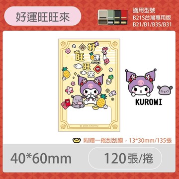 B系列專用刮刮卡標籤紙40x60mm-酷洛米好運旺旺來 E493