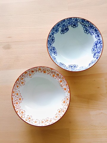 【結婚禮物】Cacomi系列 花詰夫妻碗 紅&藍 賞美堂/2件組飯碗