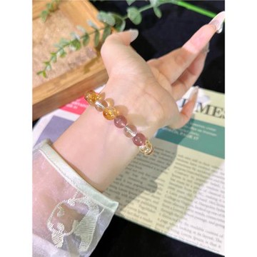 (免運)原創天然黃塔晶手鏈女招財轉運旺事業黃水晶手串草莓晶白水晶禮物