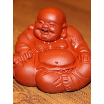 紫砂小號迷你彌勒佛小和尚笑面佛彌陀發財小佛像可養茶寵雕塑擺件