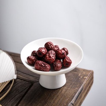 羊脂玉白瓷茶點盤陶瓷點心零食小號水果盤日式高腳碟簡約茶道配件