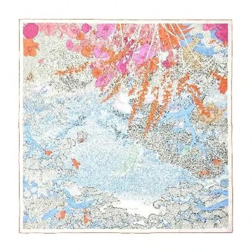 Hermes 愛馬仕 Retour a la Nature 140 cm喀什米爾與真絲混紡方巾(天空藍/粉紫/橘)