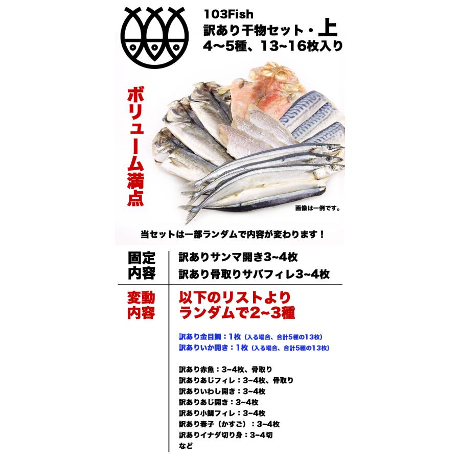 訳あり 干物 干物セット 「上」 4~5種 13~16枚