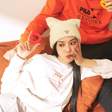 FILA 女長袖連帽T恤-米白 5TEZ-5107-IV