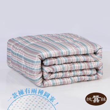 【岱妮蠶絲】精美數位印花絲棉緞蠶絲涼被0.7KG-藍粉直條(PHS38E01)
