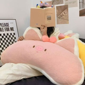 臺灣/✨ 座椅腰靠 腰靠 靠枕 超軟ins可愛長條豬抱枕女生睡覺側睡夾腿床上腰靠背床頭靠枕宿舍