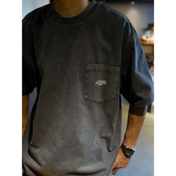 UNDIHARE 水洗做舊口袋燕子主題印花短袖日系寬松重磅t恤男女TEE