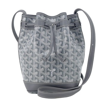 GOYARD PEFLOT 經典塗料帆布束繩水桶包/小灰
