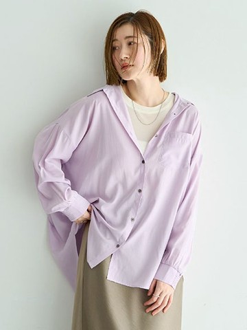 前短後長飄逸感背後褶襉排釦翻領襯衫(07001354800) - YECCA VECCA