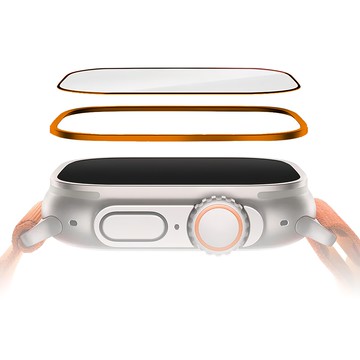 HODA 好貼 滿版黑霧面玻璃貼 + 鈦合金保護框  Apple Watch Ultra  橘色  1組