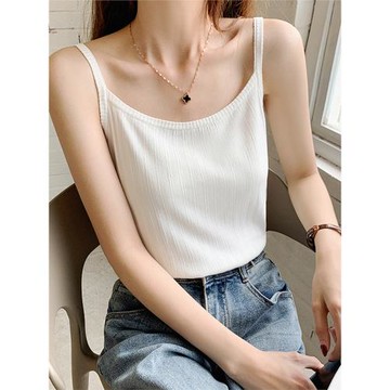 港風冰絲吊帶背心2025新款女夏內搭外穿美背針織洋氣寬松打底白色