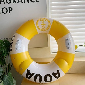 【造型泳圈】成人男女通用條紋字母泳圈加厚帶把手雙氣囊水上腋下圈