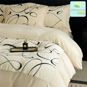 【輕奢大拼角】牛奶絨四件套 冬季保暖床品 法蘭絨床品 雪貂絨被套 加厚保暖 磨毛工藝 AB版設計 裸睡級親膚 婚房臥室適用