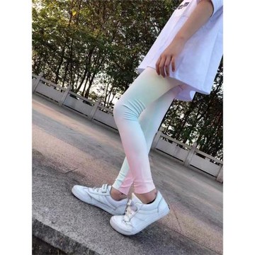 夏季新款女童速干洋氣鯊魚打底褲中小兒童運動九分冰絲薄款瑜伽褲