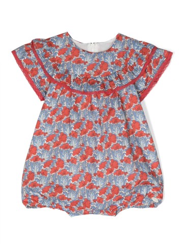 Tartine Et Chocolat - lace-trim floral-print cotton shorties - kids - Cotton - 3 mths - Blue
