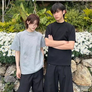 美式復古極簡風Cleanfit重磅純棉素色短袖 M-5XL 正肩  寬鬆 舒適百搭 男女同款 情侶裝 男生上衣 短袖男