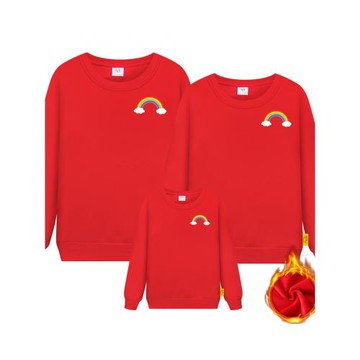 秋冬加厚彩虹一家三口衣服親子裝