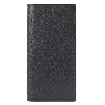 GUCCI 835014 滿版GG LOGO標誌壓紋對折多卡零錢長夾.黑