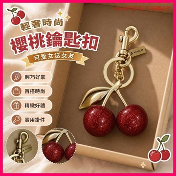 今夜補貨第4批🚚 輕奢時尚鋁閤金卡通櫻桃鑰匙扣可愛女送女友車釐子掛件 WI4O