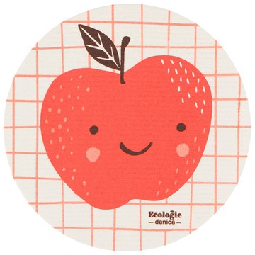 《DANICA》Ecologie圓形瑞典環保抹布-微笑蘋果-- 洗碗布 廚房抹布 清潔布 擦拭布 環保材質抹布