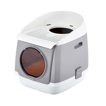 【台灣現貨 直接免運】全罩式雙門貓砂盆 前門有卡扣可設定只進不出 免運 自由艙貓砂盆 上掀設計 清理超方便 附除臭活性炭