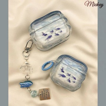 海洋風半透藍色小魚適用airpods pro藍牙保護套2代3代4代耳機殼5