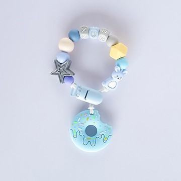 xun 兔子 星星 藍色甜甜圈固齒器 / 客製化奶嘴鏈