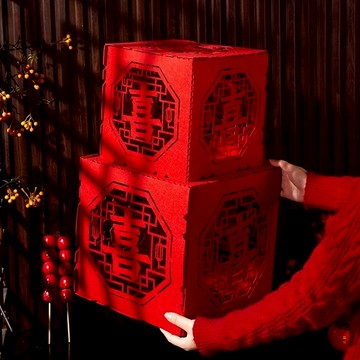 現貨 日日囍∞不織布堆堆盒 立體堆堆盒 囍字擺件 婚房裝飾 造型喜字 婚房佈置 婚用品 婚房裝飾 婚房擺件 囍字