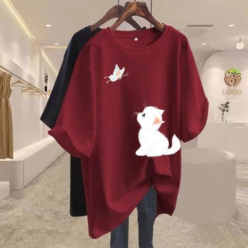 大碼短袖 上衣 夏天衣服 純棉T恤 夏天短袖 大碼女裝 韓風上衣 印花上衣 圓領短袖 100kg 大尺碼上衣