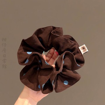 🔥3件8折🍊臺北出貨🍊可開發票韓系復古棕咖色髮圈雙層質感布藝腸圈頭繩2026新款時尚波點發繩女