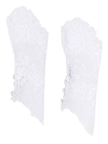 Parlor - lace-pattern buttoned gloves - women - Fabric - One Size - White