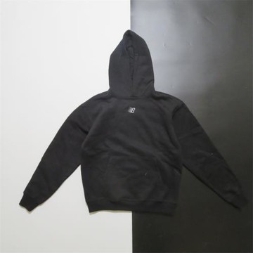 美式街頭紐約滑板新貴水洗素黑磨毛套頭薄絨連帽衫落肩街舞衛衣