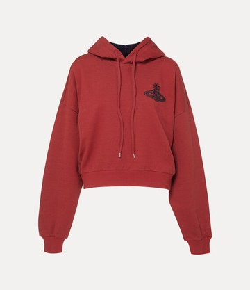 Vivienne Westwood Cropped Box Hoodie Double Faced Felpa Red M Women