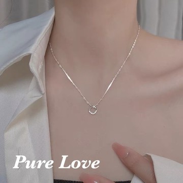 Pure Love樂芙 / 正韓 銀飾【S925純銀】N01133鏤空菱形鋯石微鑲鎖骨鏈 短項鏈 / 銀