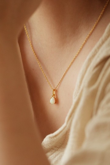 十月誕生石 蛋白石項鍊