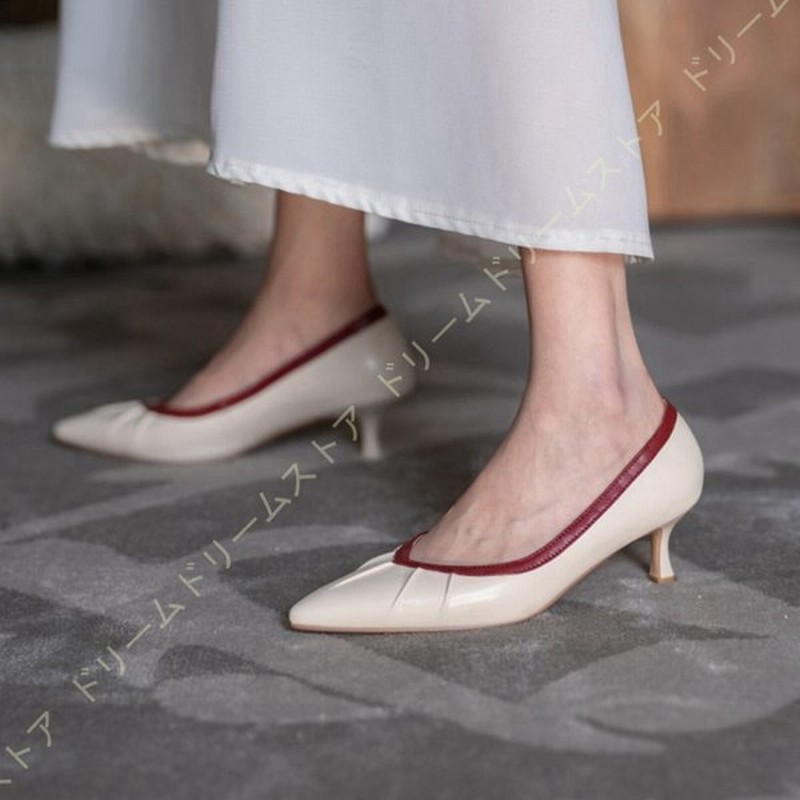 パンプス ポインテッドトゥ バイカラー 本革 ヒール5 5cm ウェディングシューズ レディース ハイヒール フレンチ風 シンプル 歩きやすく 痛くない ピンヒール 通販 Lineポイント最大0 5 Get Lineショッピング