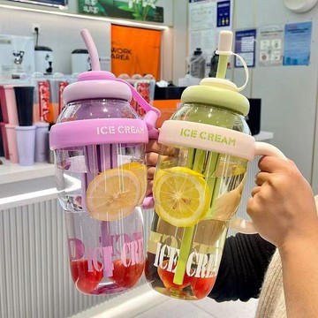⚡台灣出貨⚡新款高顏值大容量夏季塑料杯 冰霸杯 幸運肚肚杯 可愛風帶吸管杯 新款多巴胺夏日兒童上學吸管杯 奶茶杯