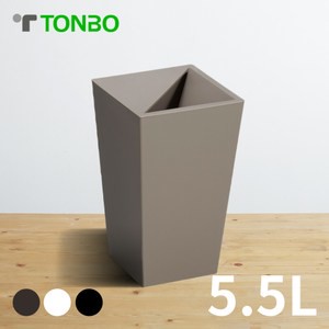 【日本TONBO】UNEED系列方形半開垃圾桶5.5L棕色