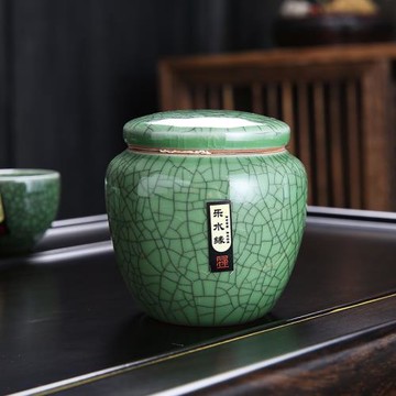 大號哥窯茶葉罐空罐茶葉儲存罐陶瓷干貨防潮密封罐功夫茶具零配件