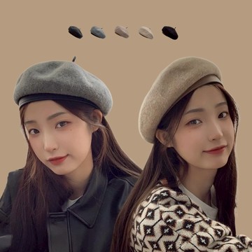 現貨-復古優雅羊毛針織貝雷帽女日系秋冬網紅時髦街拍南瓜帽-OC04