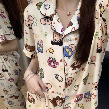 【臺灣-出貨】蠟筆小新睡衣女士家居服 新款睡衣夏天女可愛兩件套短袖短褲薄款