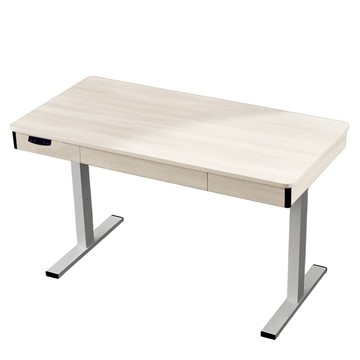 IHouse-抽屜款120CM台灣製工學電動升降桌 (兒童書桌/辦公桌/書桌/站立桌/電腦桌/成長桌)黑桌腳/白梧桐