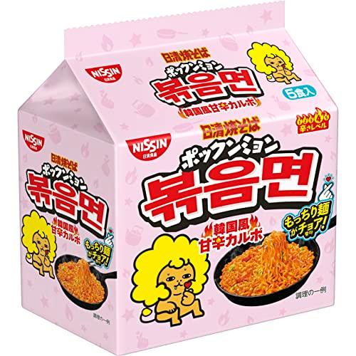 日清食品 日清焼そば ポックンミョン 韓国風甘辛カルボ 5食パック インスタント袋麺 500g*6個