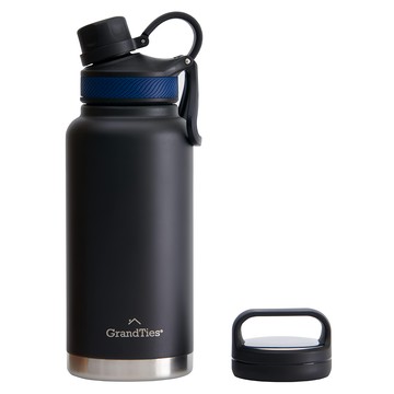GrandTies 保溫瓶 946ml 不鏽鋼雙蓋寬口  午夜黑  1個