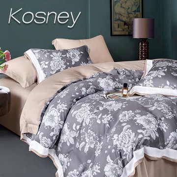 KOSNEY  風在漫灰 加大60支天絲四件式兩用被床包組