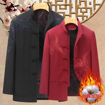 中國風唐裝男加棉冬季中老年人情侶套裝老人過壽生日爺爺奶奶棉襖