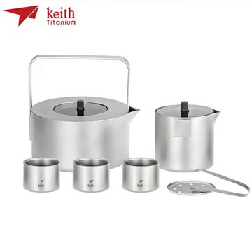 【Keith】鎧斯Ti3924 純鈦簡約功夫茶具 (950ml) / 豪華全套組 / 露營杯具 / 環保餐碗杯盤《長毛象休閒旅遊名店》
